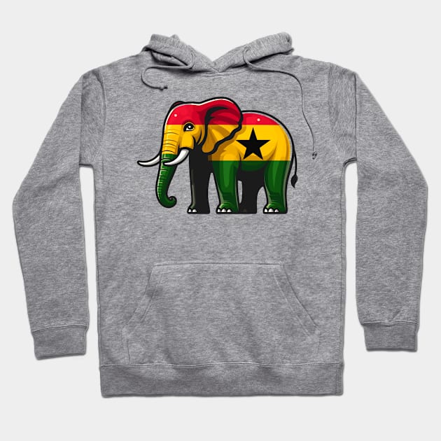 Ghana Flag Elephant Hoodie by Graceful Designs